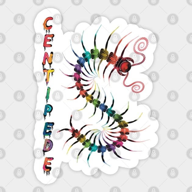 RAINBOW Centipede with Spray Paint Sticker by IgorAndMore